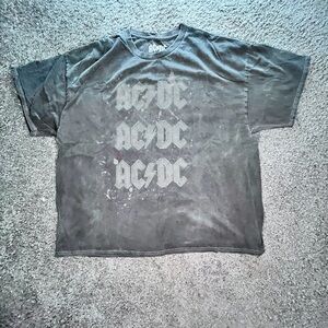AC/DC Triple Logo Graphic Tee Charcoal Gray Men’s 2X/3X